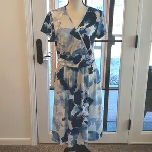 Ouges Midi Dress Blue And White Size L